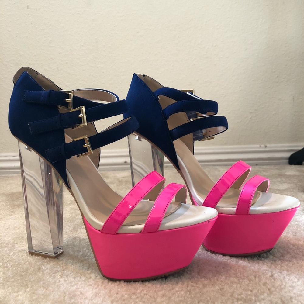 Color block platform sandals